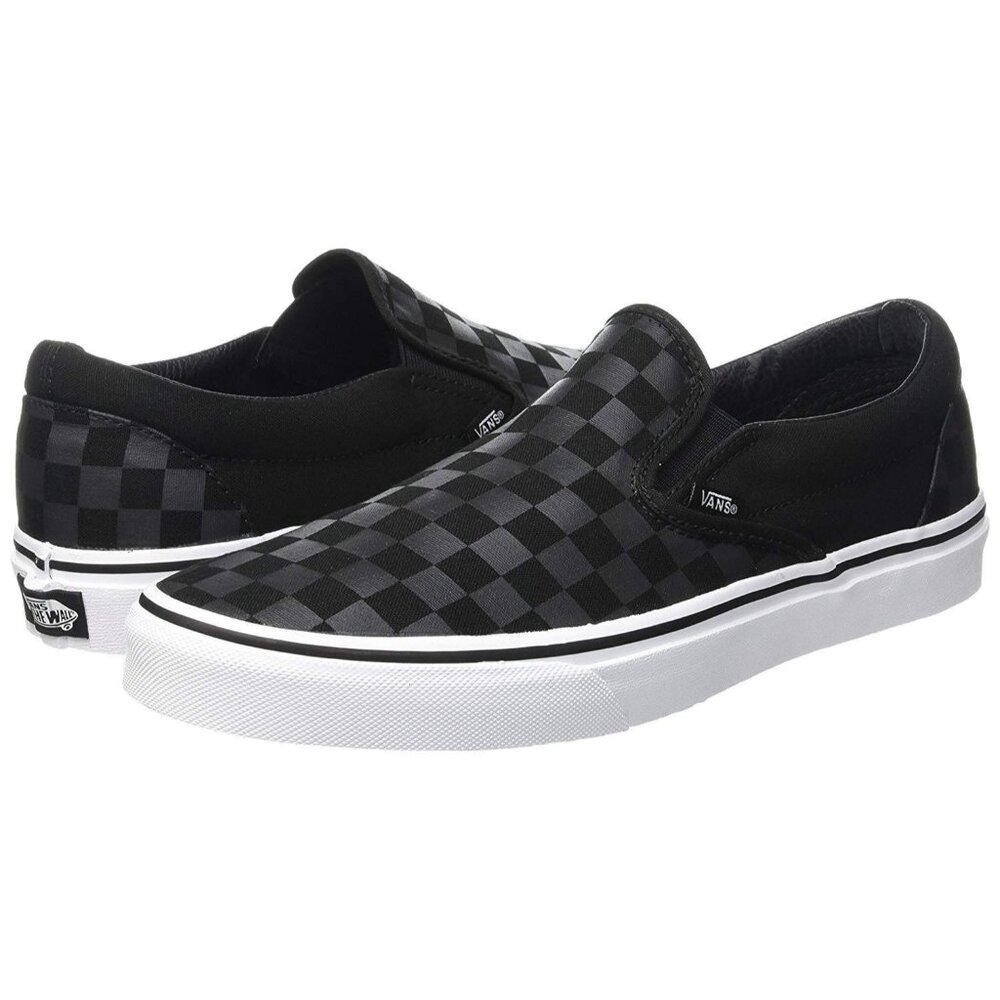 Vans Classic Slip-On Checkerboard Black/Black Unisex‎ Skate Shoe 5.5 M/7 W - New